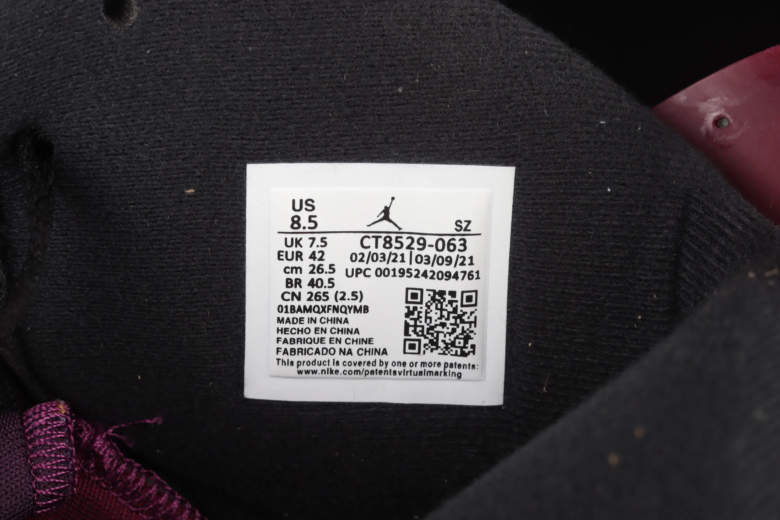 All categories Air Jordan Jordan series basketball shoes Air Jordan 6 G version Air Jordan 6 Retro AJ6 Joe 6 Bordeaux CT8529-063